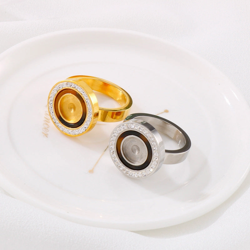 Wholesale 10PCS Stainless Steel Zircon Trimmed Men's Rings