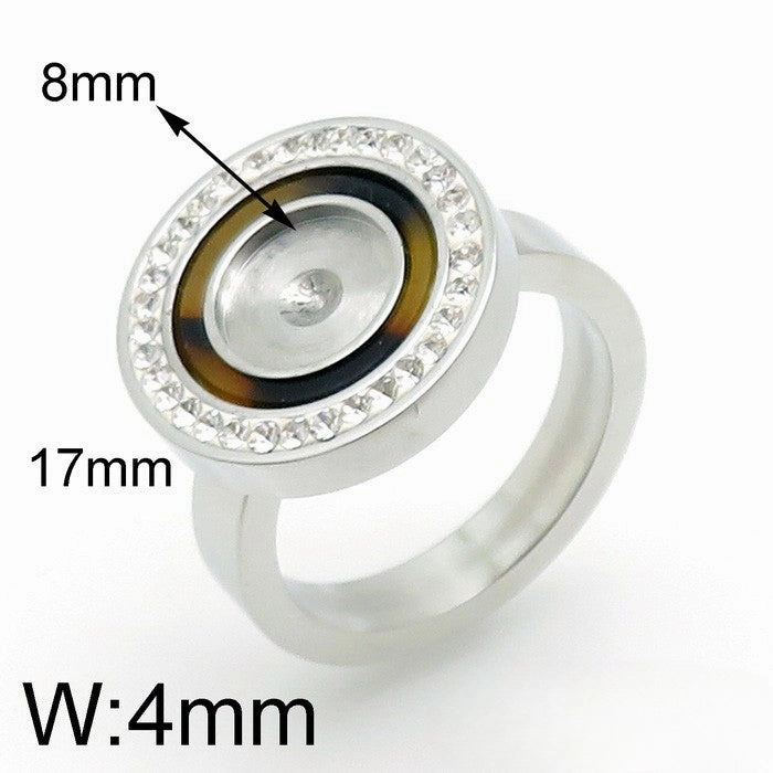 Wholesale 10PCS Stainless Steel Zircon Trimmed Men's Rings