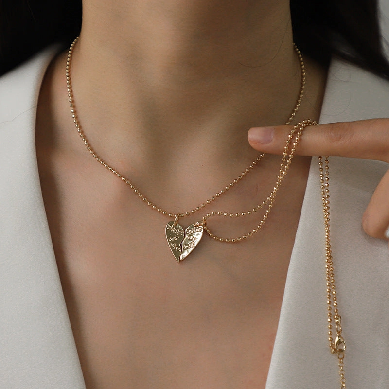 Wholesale 10PCS Valentine's Day Double Layer Love Letter Necklace
