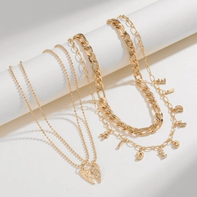 Wholesale 10PCS Valentine's Day Double Layer Love Letter Necklace