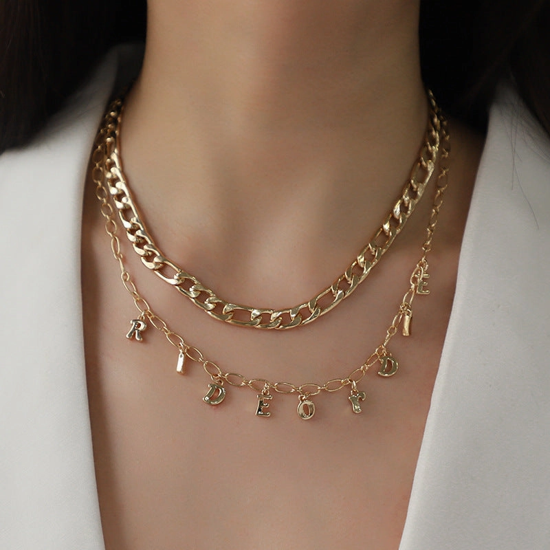 Wholesale 10PCS Valentine's Day Double Layer Love Letter Necklace