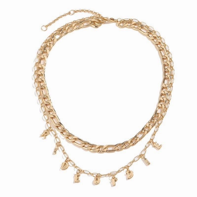 Wholesale 10PCS Valentine's Day Double Layer Love Letter Necklace