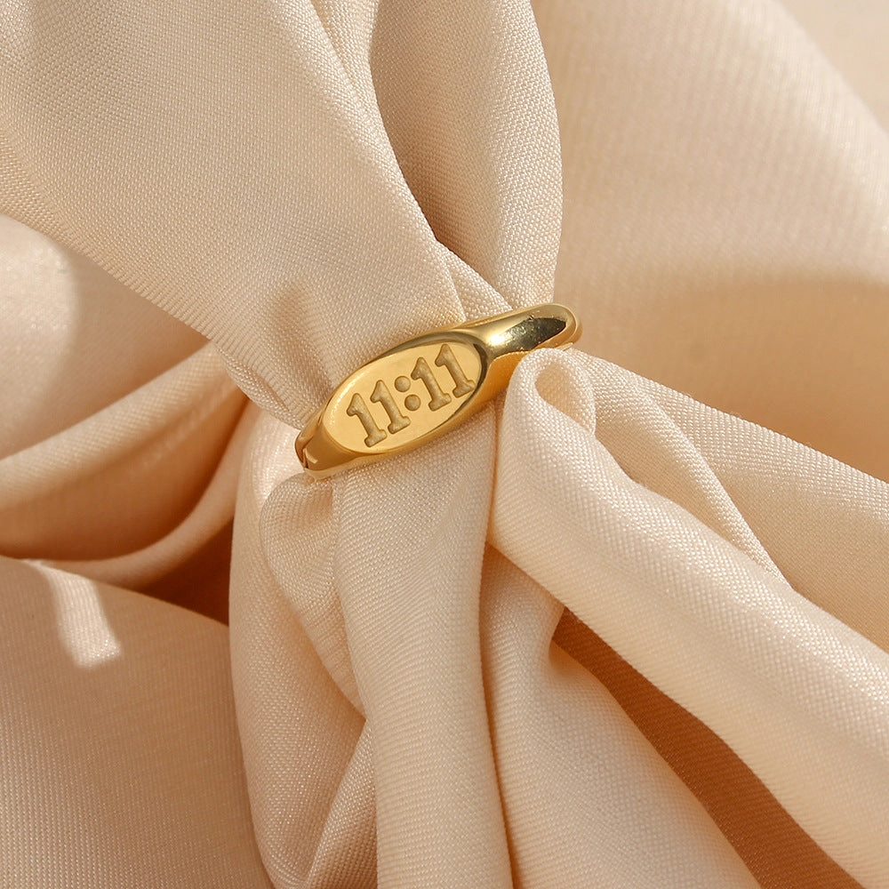 Wholesale 11:11 Pattern Gold Stainless Steel Ring