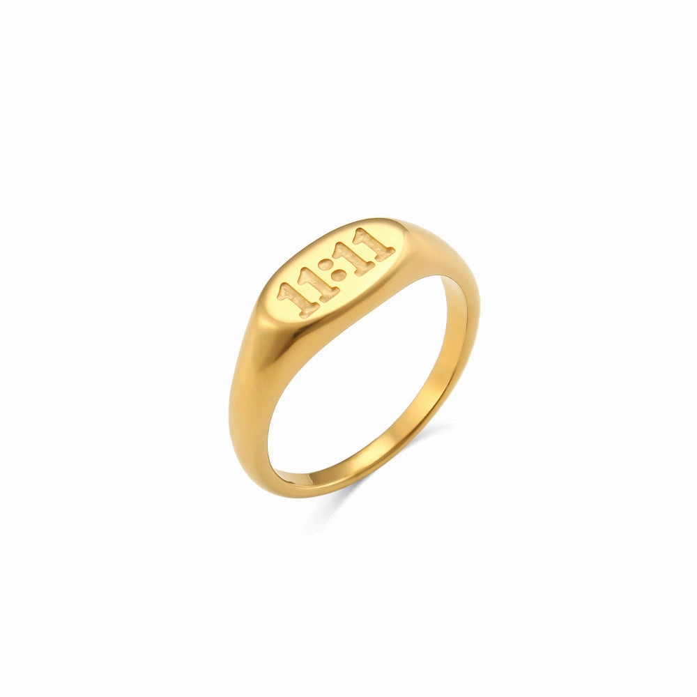 Wholesale 11:11 Pattern Gold Stainless Steel Ring