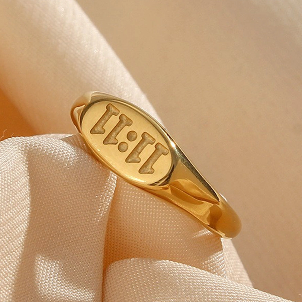 Wholesale 11:11 Pattern Gold Stainless Steel Ring