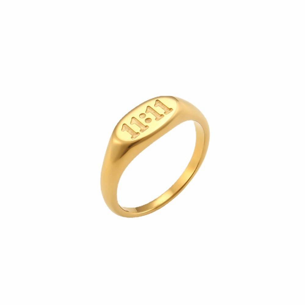 Wholesale 11:11 Pattern Gold Stainless Steel Ring