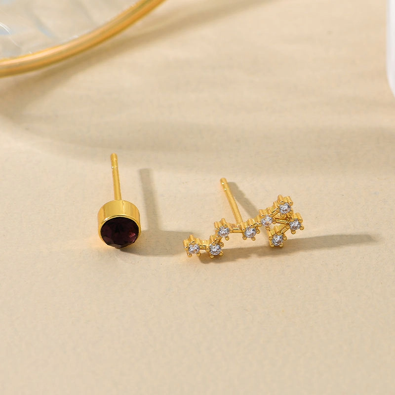 Wholesale 12 Constellation Birthstones Copper Earrings