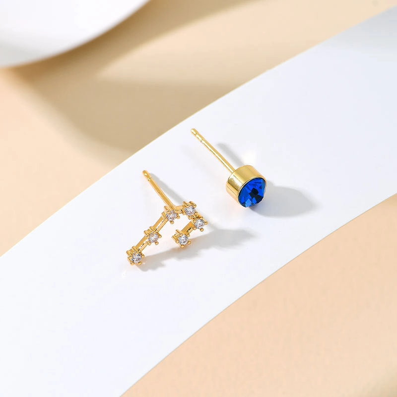 Wholesale 12 Constellation Birthstones Copper Earrings
