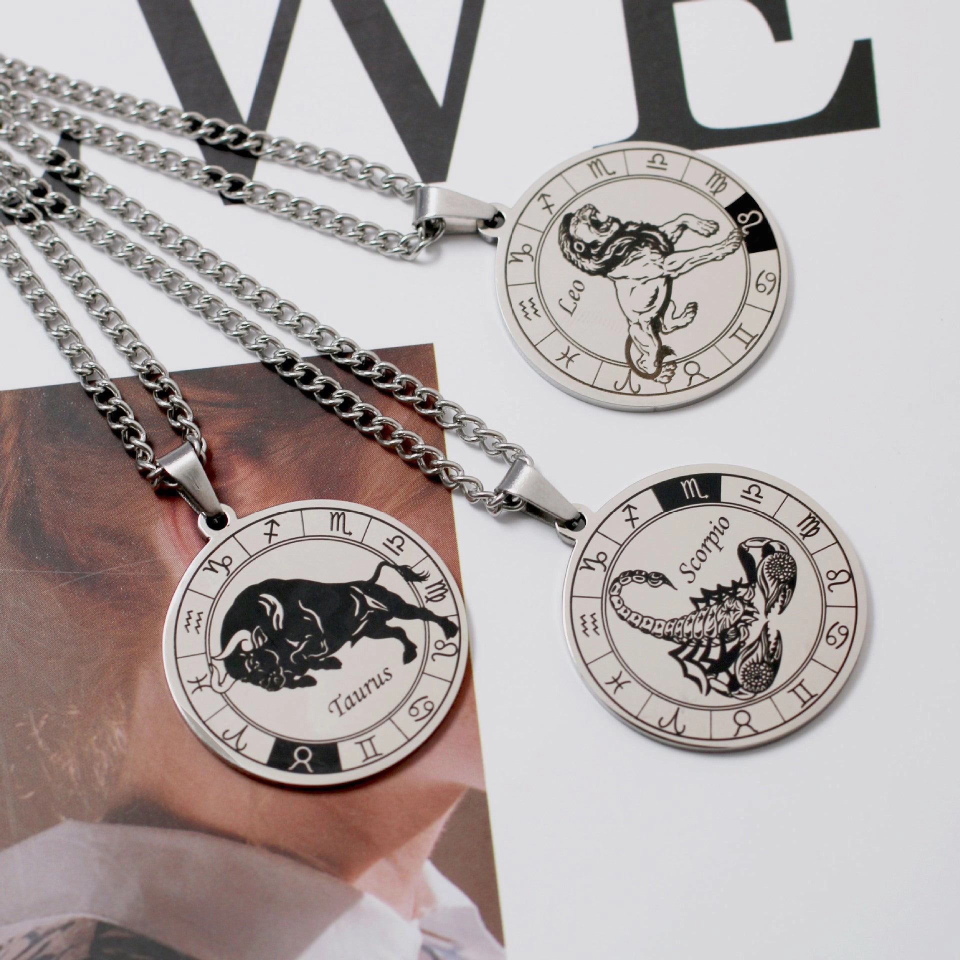 Wholesale 12 Constellation Stainless Steel Necklace