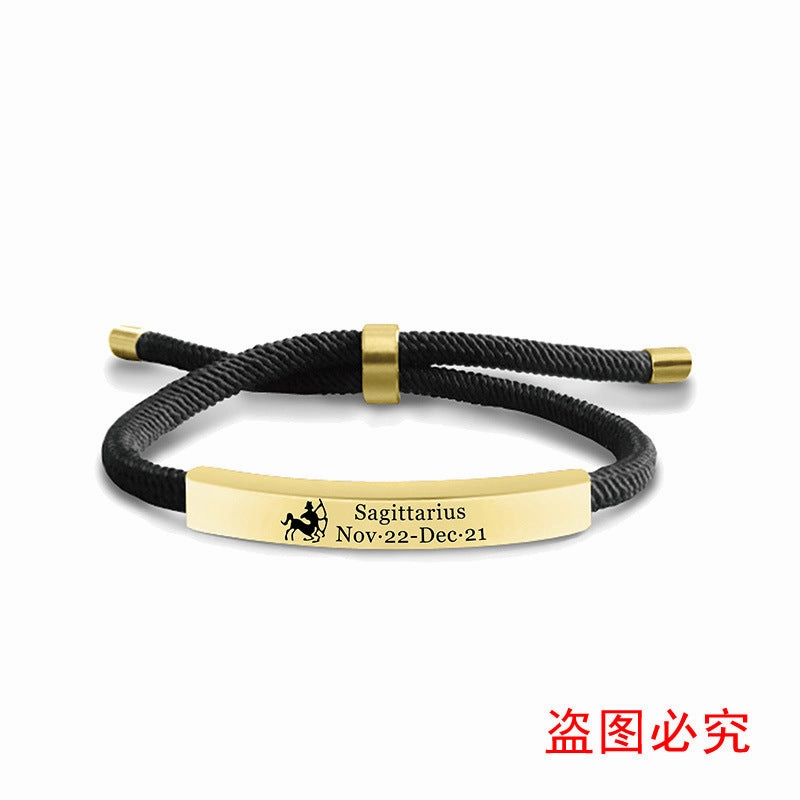 Wholesale 12 Constellations Multicolor Woven Stainless Steel Necklace