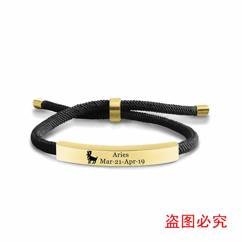Wholesale 12 Constellations Multicolor Woven Stainless Steel Necklace