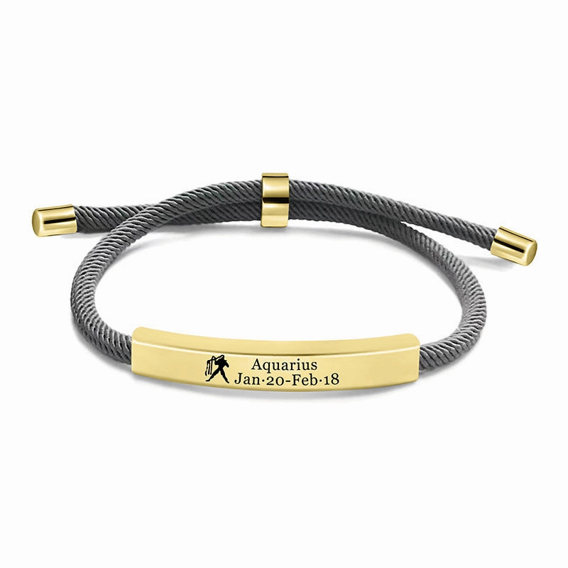 Wholesale 12 Constellations Multicolor Woven Stainless Steel Necklace