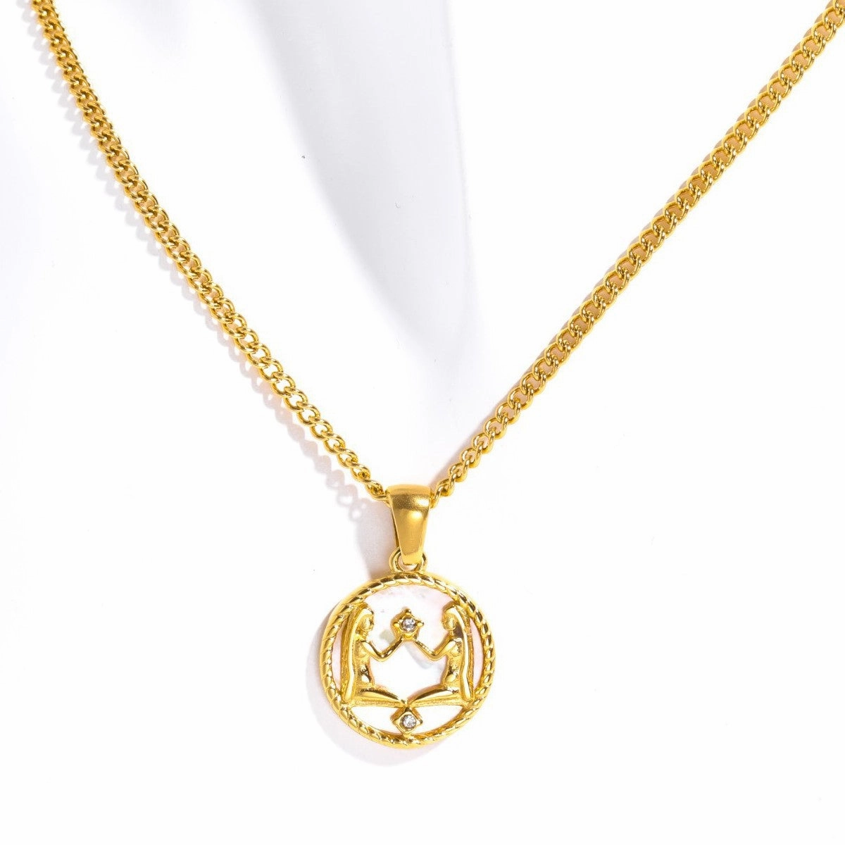 Wholesale 12 Constellations Titanium Steel Shell Coin Necklace Furnace Vacuum Plating 18k Gold Color Retention