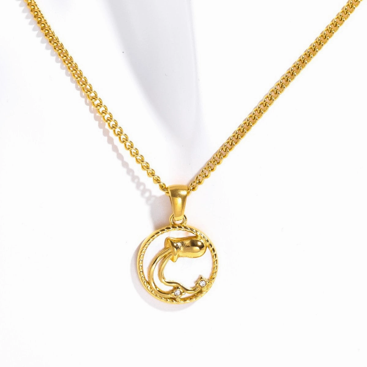 Wholesale 12 Constellations Titanium Steel Shell Coin Necklace Furnace Vacuum Plating 18k Gold Color Retention