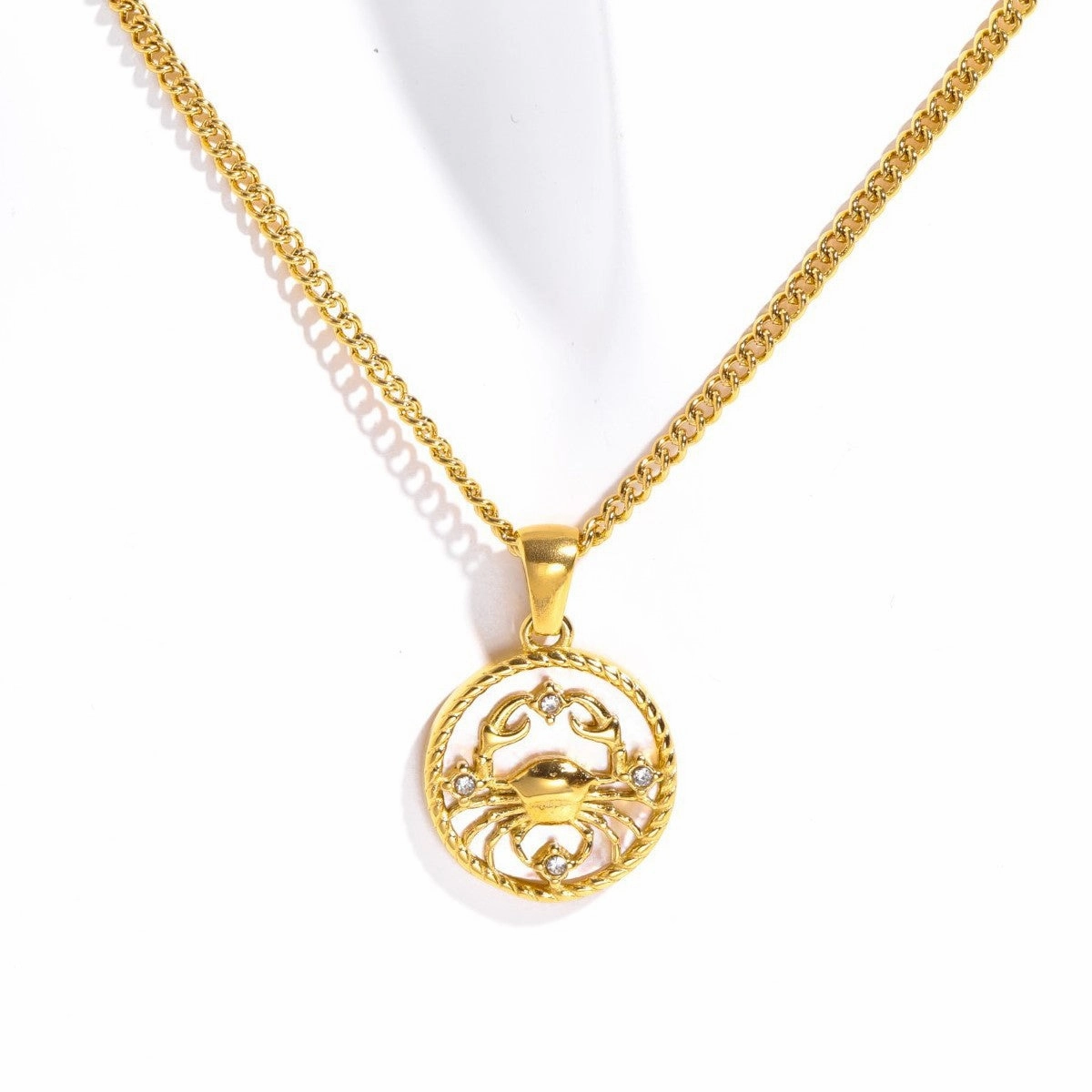 Wholesale 12 Constellations Titanium Steel Shell Coin Necklace Furnace Vacuum Plating 18k Gold Color Retention