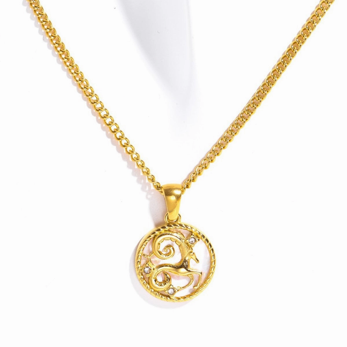 Wholesale 12 Constellations Titanium Steel Shell Coin Necklace Furnace Vacuum Plating 18k Gold Color Retention