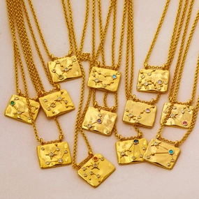 Wholesale 12 Constellations Vintage Necklace Sweater Chain