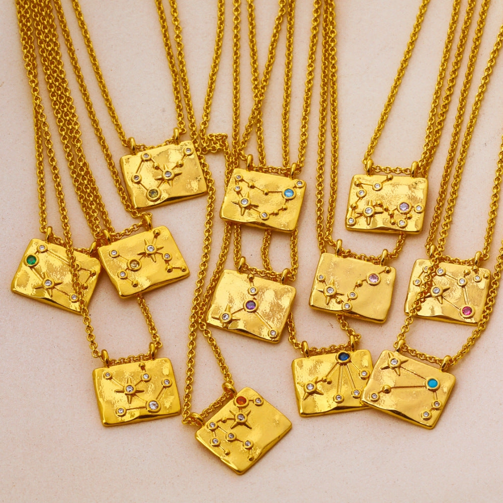 Wholesale 12 Constellations Vintage Necklace Sweater Chain