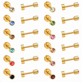 Wholesale 12 Pairs Of Stainless Steel Ear Studs Earrings