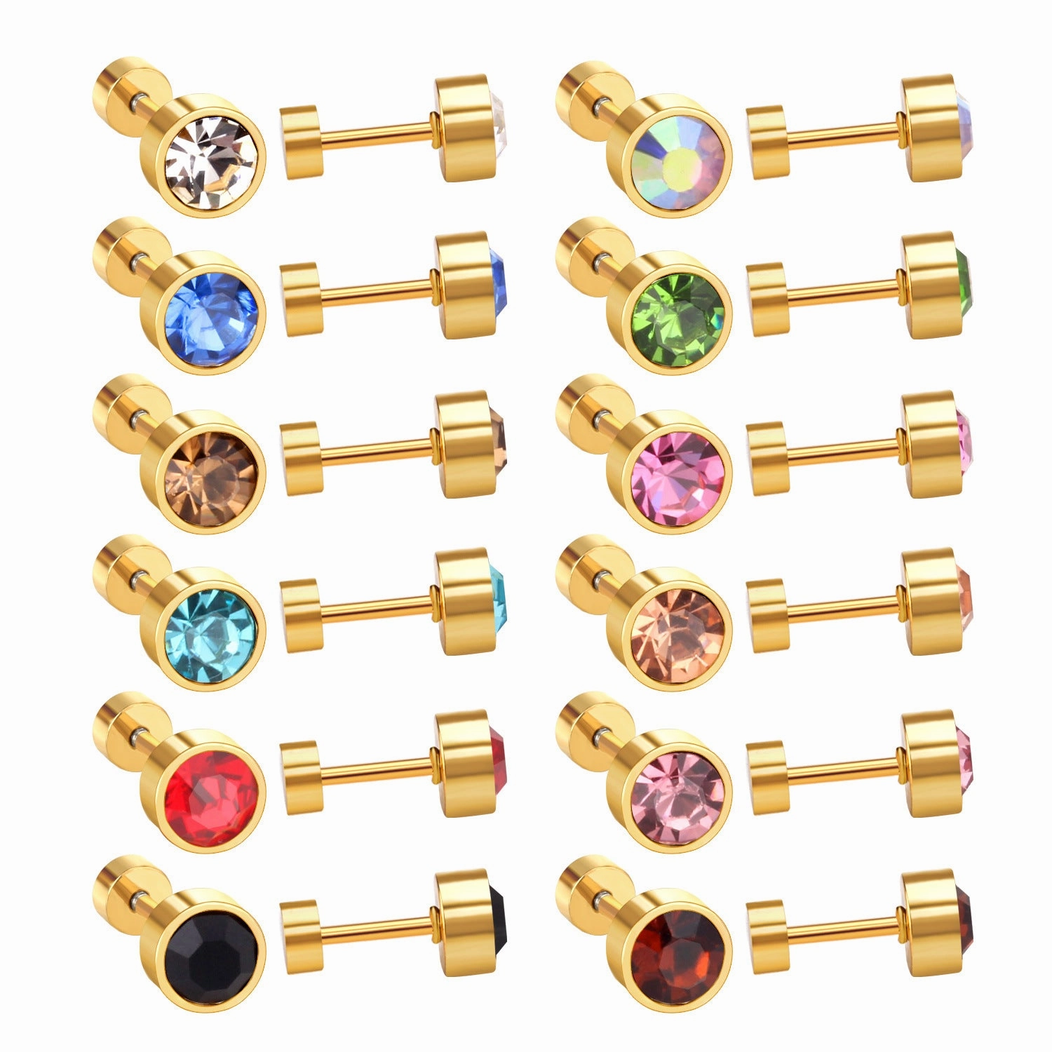 Wholesale 12 Pairs Of Stainless Steel Ear Studs Earrings