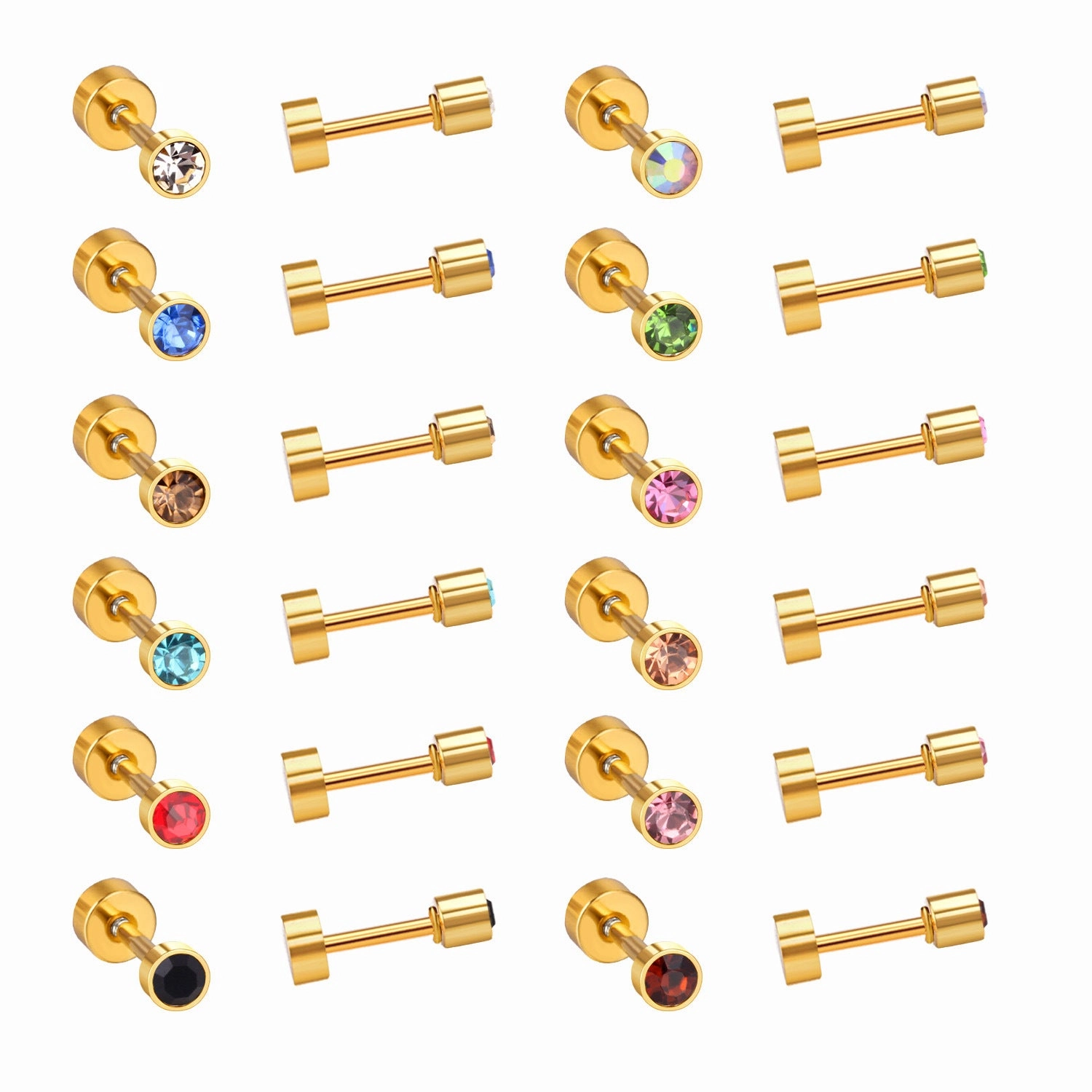 Wholesale 12 Pairs Of Stainless Steel Ear Studs Earrings