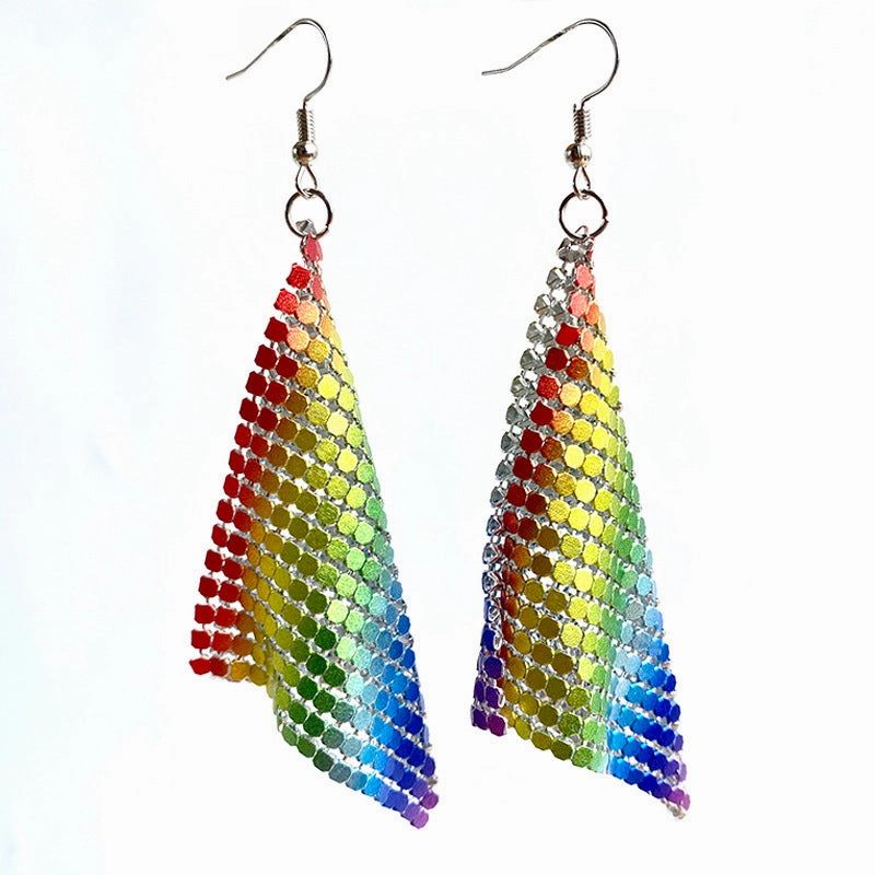 Wholesale 12pairs/pack American Flag Rainbow Leopard Print Metal Mesh Earrings