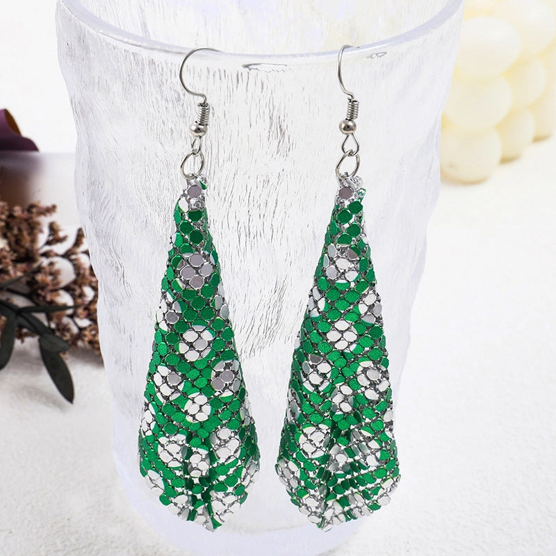 Wholesale 12pairs/pack American Flag Rainbow Leopard Print Metal Mesh Earrings