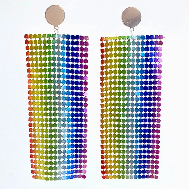 Wholesale 12pairs/pack American Flag Rainbow Leopard Print Metal Mesh Earrings