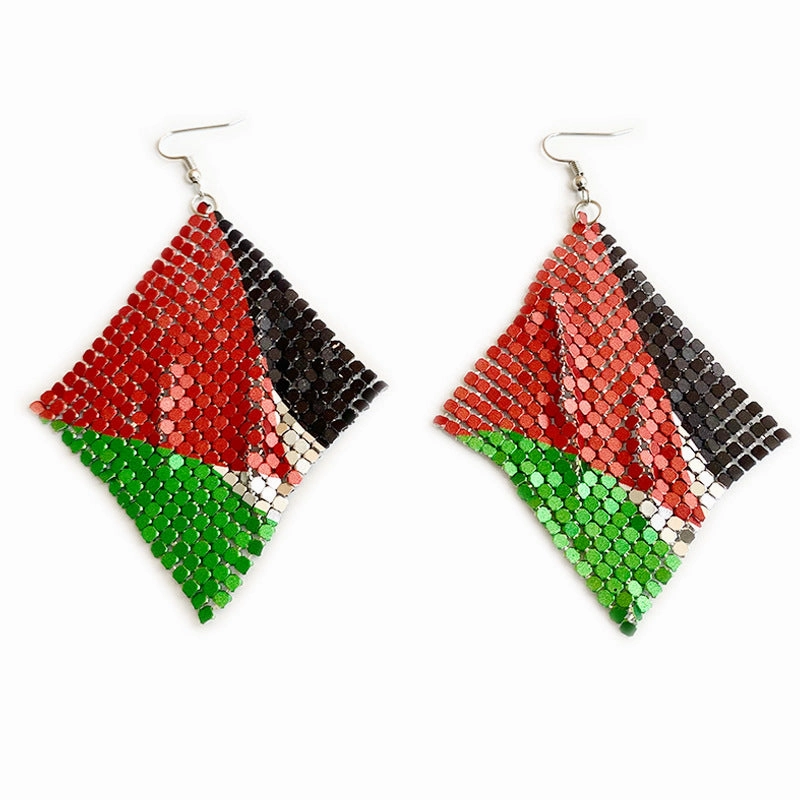 Wholesale 12pairs/pack American Flag Rainbow Leopard Print Metal Mesh Earrings