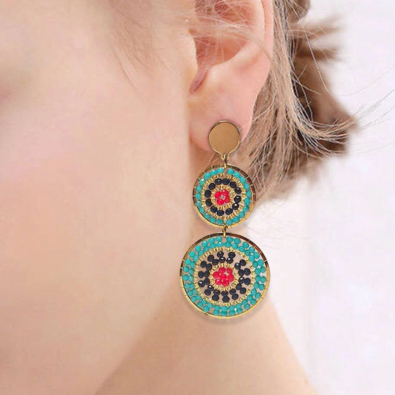 Wholesale 12PCS Crystal Beaded Rice Bead Earrings