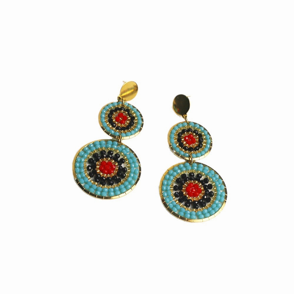 Wholesale 12PCS Crystal Beaded Rice Bead Earrings