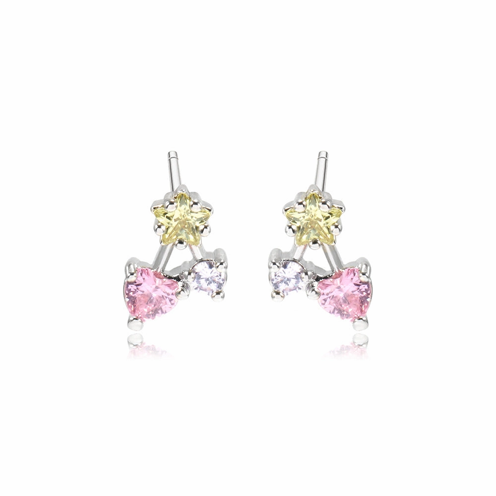 Wholesale 12PCS Geometric Zirconium Copper Earrings