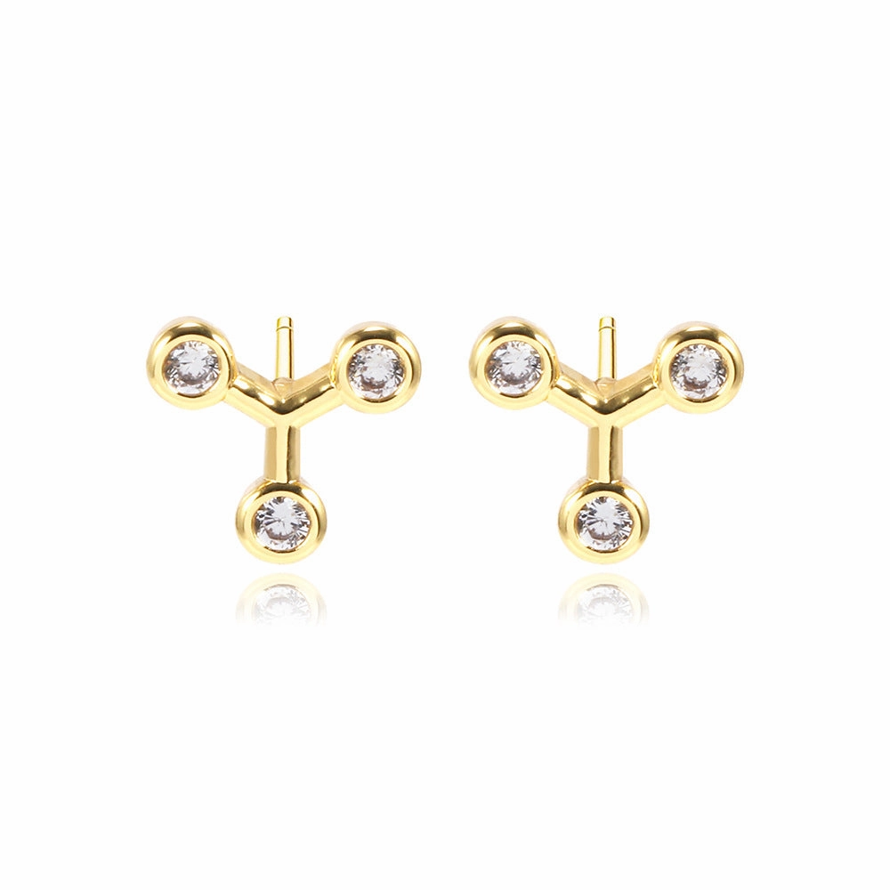 Wholesale 12PCS Geometric Zirconium Copper Earrings