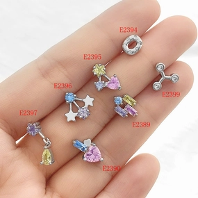 Wholesale 12PCS Geometric Zirconium Copper Earrings