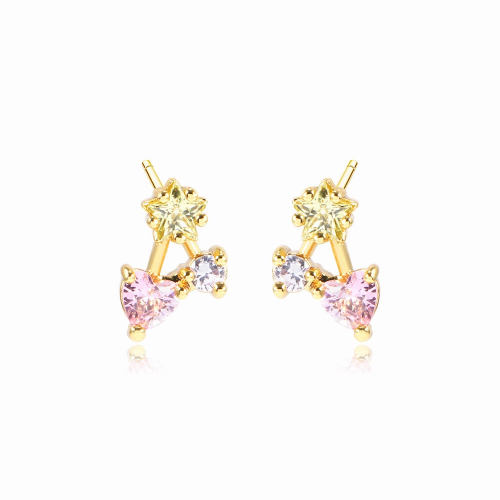 Wholesale 12PCS Geometric Zirconium Copper Earrings