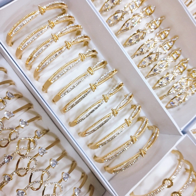Wholesale 12PCS/Pack Mixed Zircon Charm Alloy Bracelet