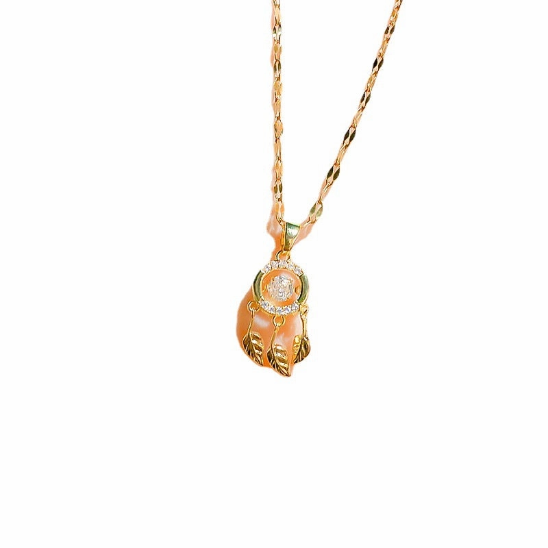 Wholesale 12pcs/pack Titanium Steel Inlaid Zircon Dream Net Pendant Necklace