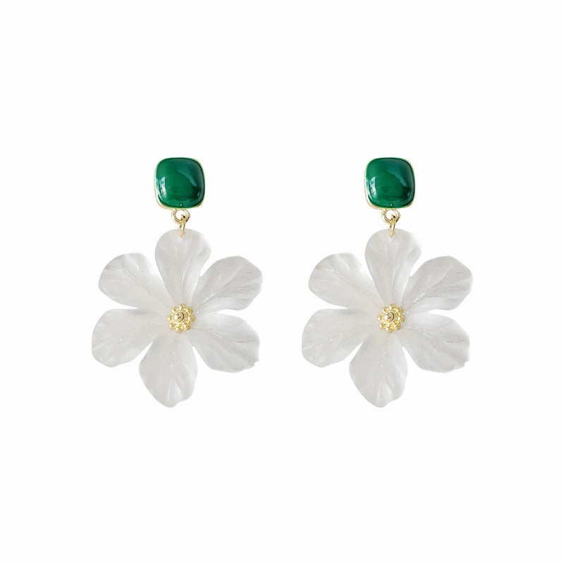 Wholesale 14K Acrylic Plated Flower Alloy Earrings
