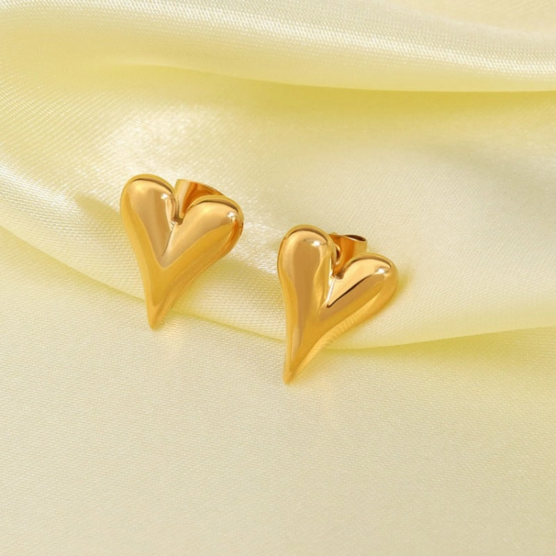 Wholesale 14K Gold Plated Stainless Steel Love Metal Earrings