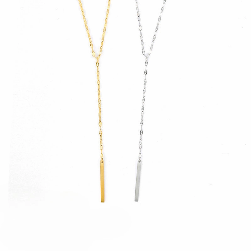 Wholesale 14K Gold-plated Stainless Steel Y-shaped Lace Lip Chain Necklace