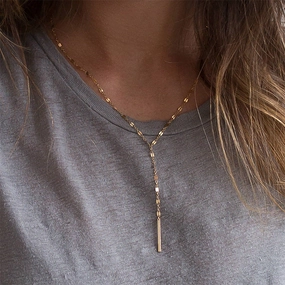 Wholesale 14K Gold-plated Stainless Steel Y-shaped Lace Lip Chain Necklace