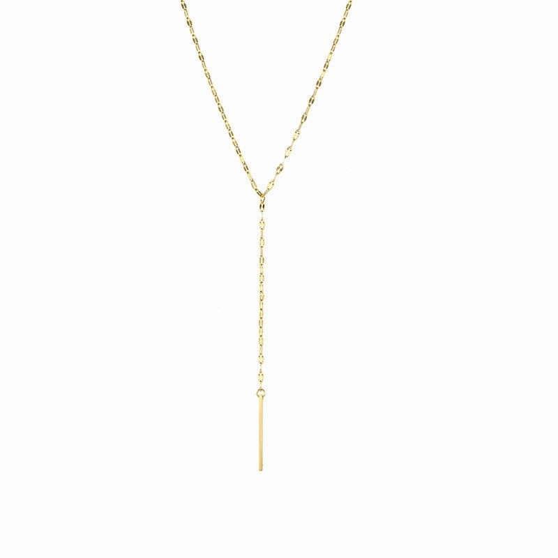 Wholesale 14K Gold-plated Stainless Steel Y-shaped Lace Lip Chain Necklace