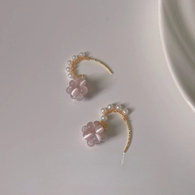 Wholesale 14K Plated Glass Opal Alloy Earrings