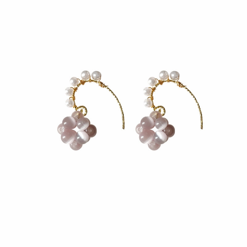 Wholesale 14K Plated Glass Opal Alloy Earrings