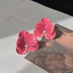 Wholesale 14K Stereo Petal Alloy Earrings