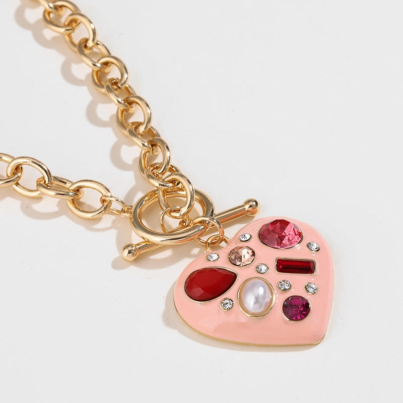 Wholesale 15PCS Valentine's Day Series Love Drops Oil Necklace and Earrings Set