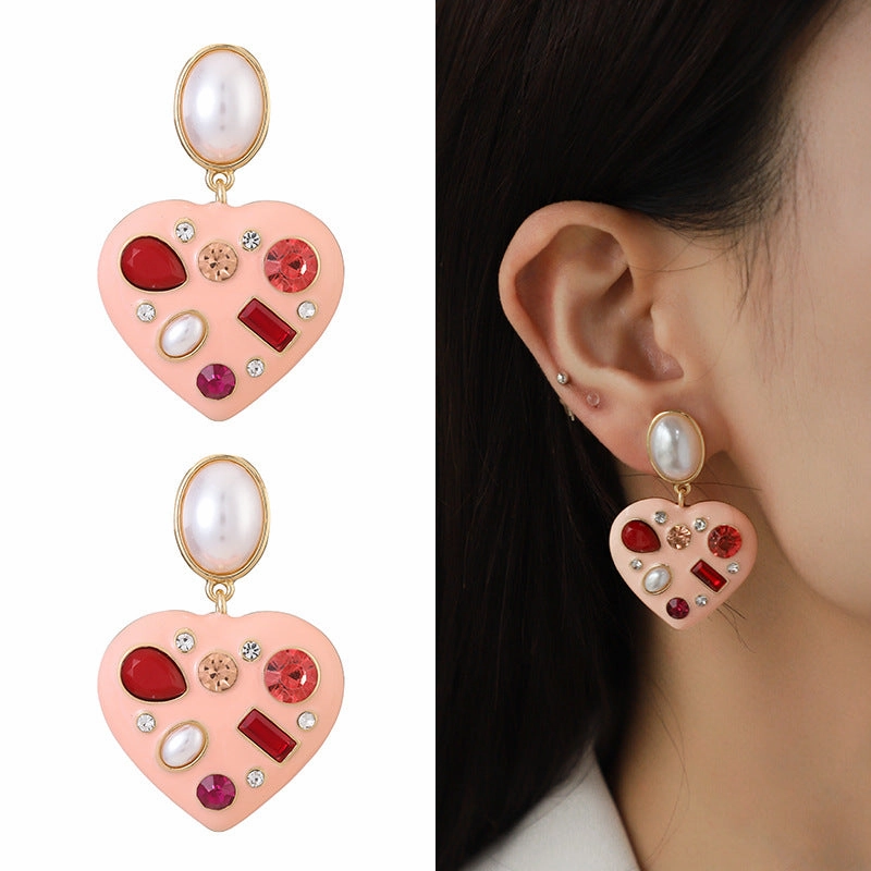 Wholesale 15PCS Valentine's Day Series Love Drops Oil Necklace and Earrings Set