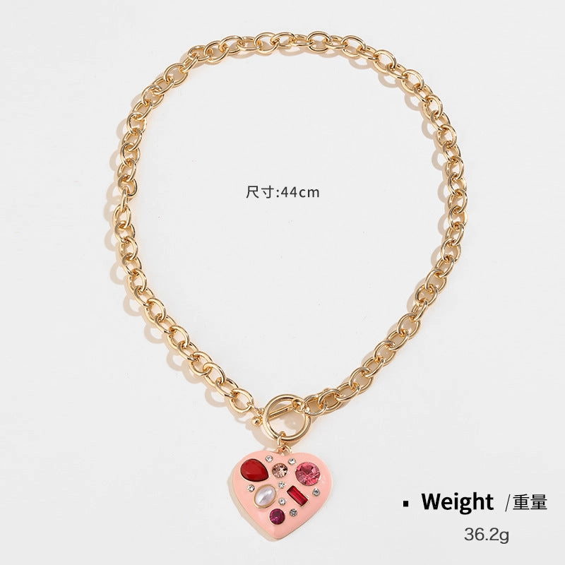 Wholesale 15PCS Valentine's Day Series Love Drops Oil Necklace and Earrings Set