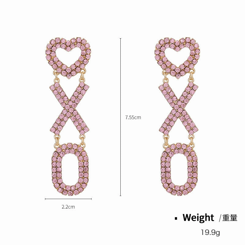 Wholesale 15PCS Valentine's Day Series Pink XOXO Necklace and Earrings Set