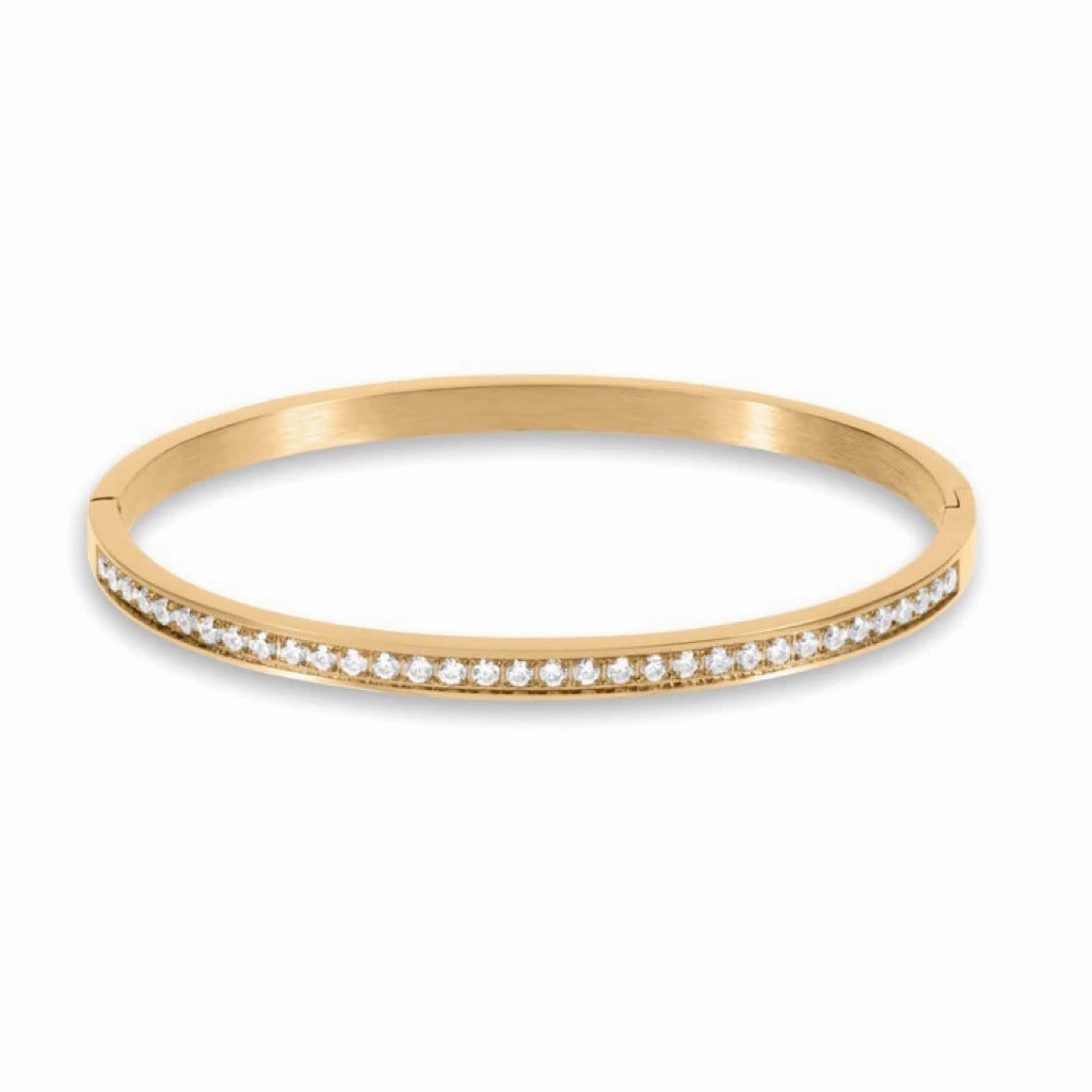 Wholesale 18k Electroplated Titanium Steel Micropaved Zircon Stacking Bracelet
